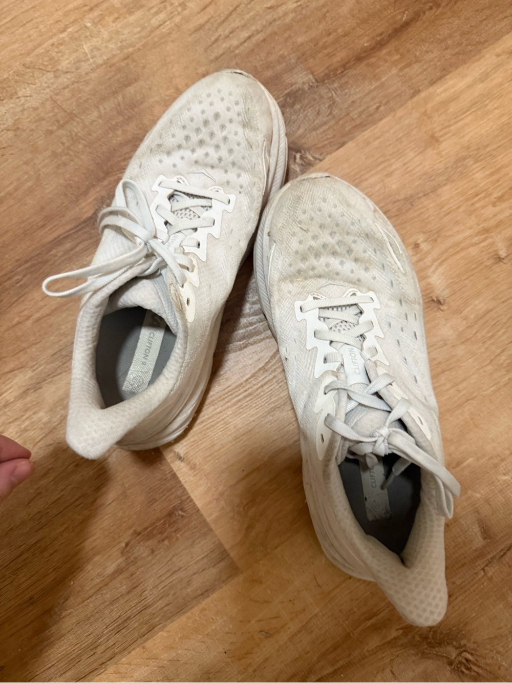 Hoka white and Gray Knit Running Sneakers - Neutral Athletic Shoes